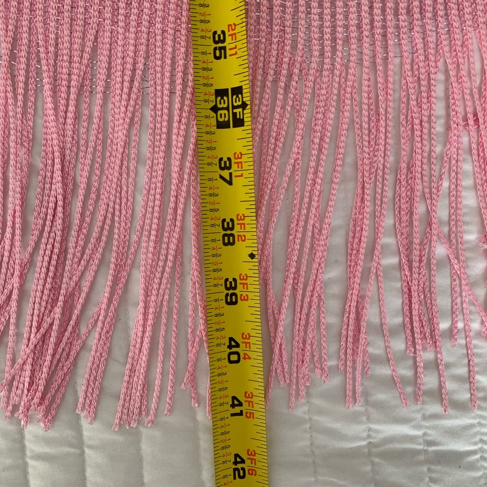 High Fashion Long Scarf Wrap Women Size 41” X 19” Pink Silver Lightweight Fringe - Picture 6 of 10